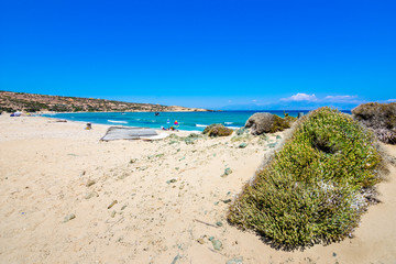 The tropical and scenic nudist beach of Sarakiniko on Gavdos island, Greece.