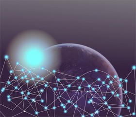 connection concept Digital Network,Earth image provided by Nasa.Elements of this image furnished by...