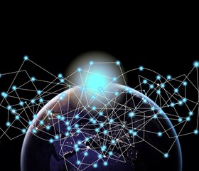 connection concept Digital Network,Earth image provided by Nasa.Elements of this image furnished by NASA