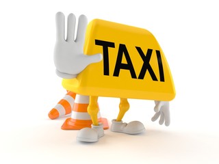 Taxi character with stop gesture