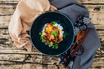 Traditional Home made Chinese cuisine pork rice