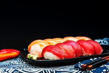 fresh sushi traditional japanese food on the table