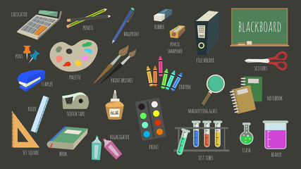 Back to school symbol icons collection.