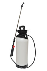 Pesticide, herbicide sprayer for working in the garden and vegetable garden isolated on a white background. Manual, for the destruction of pests and insects