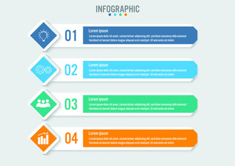 Business infographic template with 4 options rectangular shape, Abstract elements diagram or processes and business flat icon, Vector business template for presentation.
