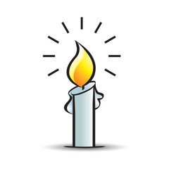 candle with flame on smooth shadow vector drawing