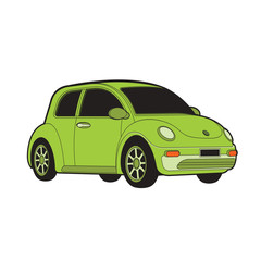 green color sport car isolated on white background vector drawing