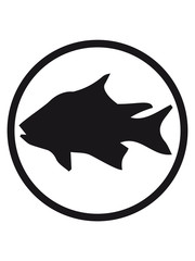 kontur button kreis rund stempel team sport logo gefangen fisch angeln schwimmen meer köder fischen see tauchen aquarium silhouette umriss
