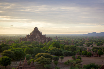 Burmese style Pagodas and temples from the distance