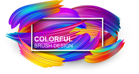 White background with colorful abstract brush stroke.