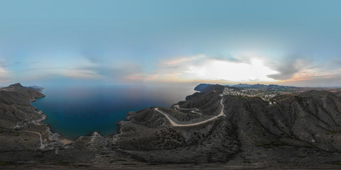 VR 360 degree panoramic landscape view of Atamaria, Spanish village. Cartagena, Murcia, Spain,...