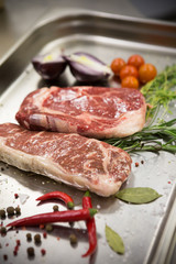 Raw beef steak