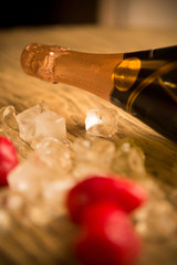 Champagne bottle with ice