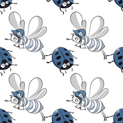 ladybug and bee seamless pattern