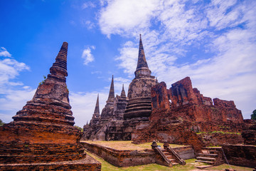 Wat Phra Sri Sanphet. The ruins of the old temple in Ayutthaya historical park, Ayutthaya, Thailand