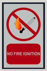 No fire ignition sign on white isolated background