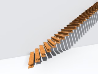 Conceptual stair on wall background building or architecture as metaphor to business success, growth, progress or achievement. 3D illustration of creative steps riseing up to the top as vision design