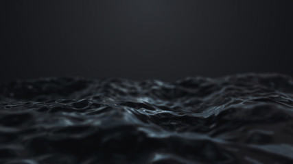 3d render Abstract dark cg wave on black background