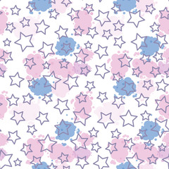 Vector line star seamless pattern Isolated on white background.