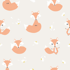 Seamless pattern. Cute fox