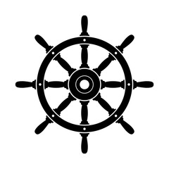 Black rudder vector icon on white background - obrazy, fototapety, plakaty