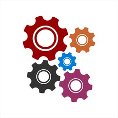 colorful gear vector for system setting and configuration symbol in technology company and engineering