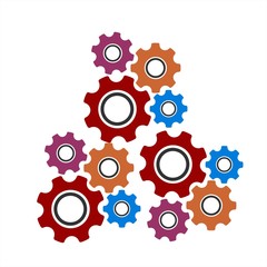 colorful gear vector for system setting and configuration symbol in technology company and mechanical engineering