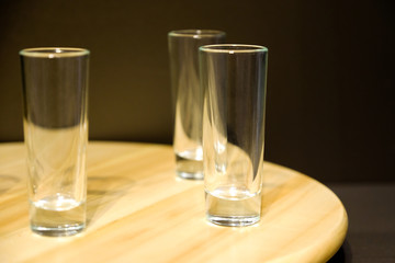 Collage of empty glasses isolated on white