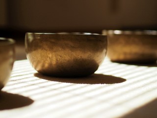 Singing bowls, close up, for mediatation or sound massage