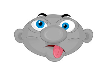 cartoon scene with face expression on white background - illustration for children