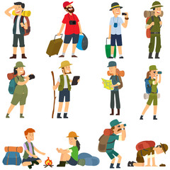 5866988 People with backpacks are hiking.