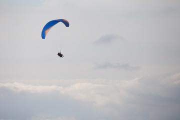 Biplace Paraglider Flying in Serra do Larouco, Montalegre, Portugal.