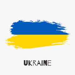 Ukraine vector watercolor national country flag icon. Hand drawn illustration, dry brush stains, strokes, spots isolated on white background. Painted grunge style texture for posters, banner design.
