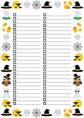 Halloween to do list with interesting Halloween border. Preparing to the party of all saints.