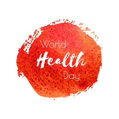 World Health Day. Vector hand paint red watercolor texture