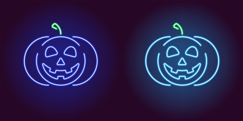 Kind neon pumpkin in blue and light blue color