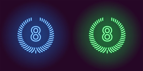 Neon Eighth place in blue and green color