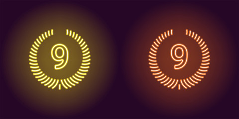 Neon Ninth place in yellow and orange color