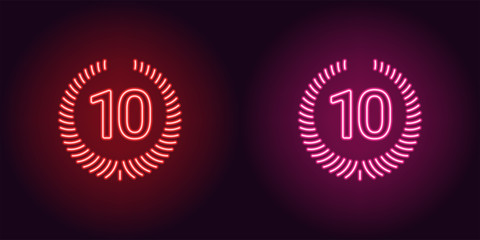 Neon Tenth place in red and pink color