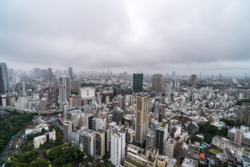 Fototapeta premium Tokyo, Japan - June 20, 2018 : Tokyo night view from Tokyo tower. Tokyo Tower is the world's tallest, self-supported steel tower in Tokyo, Japan