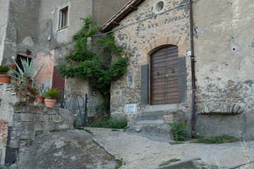 Narrow streets of Bracciano, small town in the region of Lazio, Italy, famous for its volcanic lake (Lago di Bracciano or "Sabatino") and for the Castle Orsini Odescalchi