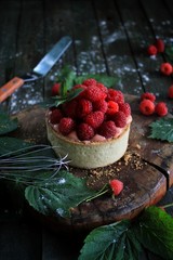 Tart with raspberry