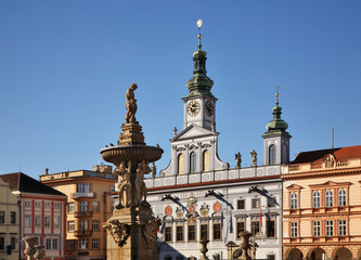 Ottokar II square in Ceske Budejovice. Czech Republic