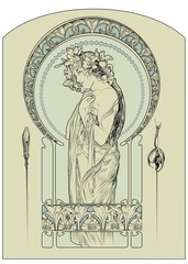 Alphonse Mucha vector cover - obrazy, fototapety, plakaty