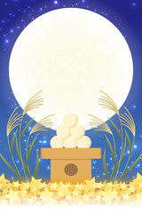 #Background #wallpaper #Vector #Illustration #design #Image #Japan #china #Asia #free_size #背景 #壁紙 #ベクター #イラスト #無料 #無料素材 #バックグラウンド #フリー素材 #和風素材 #日本 和風背景素材,お月見,十五夜,秋,満月,日本の伝統行事,すすき,月夜,中秋の名月,伝統文化,