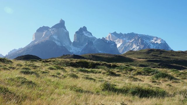 View towards Cuernos del Paine, Torres del Paine National Park, Patagonia, Chile