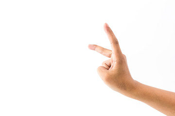 Man is showing forefinger of his hand isolated