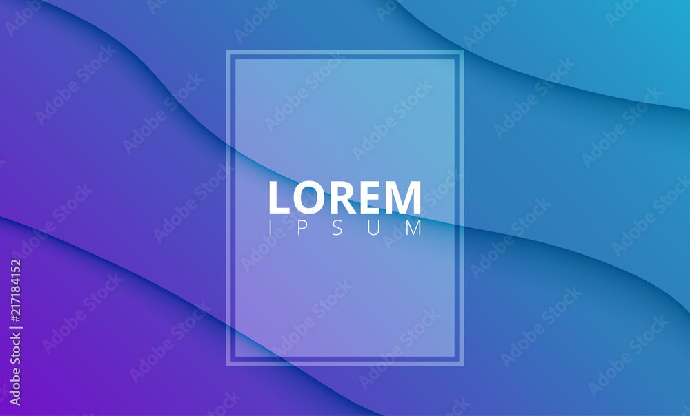 Wall mural blue abstract gradient background with transparent frame.