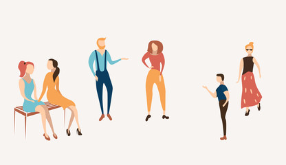 People communicate isolated on white. Flat design.