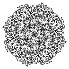 Mandala. Hand drawn backdrop. Vector for coloring page for adults